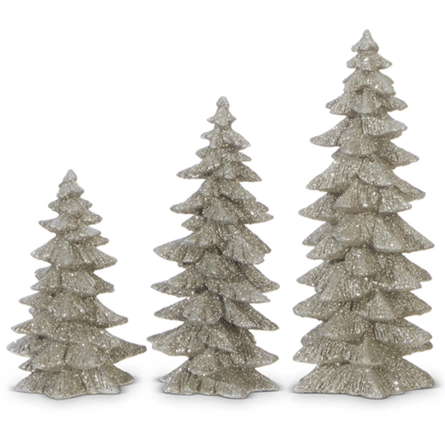 Raz 9.5" Silver Glittered Christmas Tree Figures Set Of 3 3211075 2 Raz 9.5" Silver Glittered Christmas Tree Figures Set Of 3 3211075 - Image 2