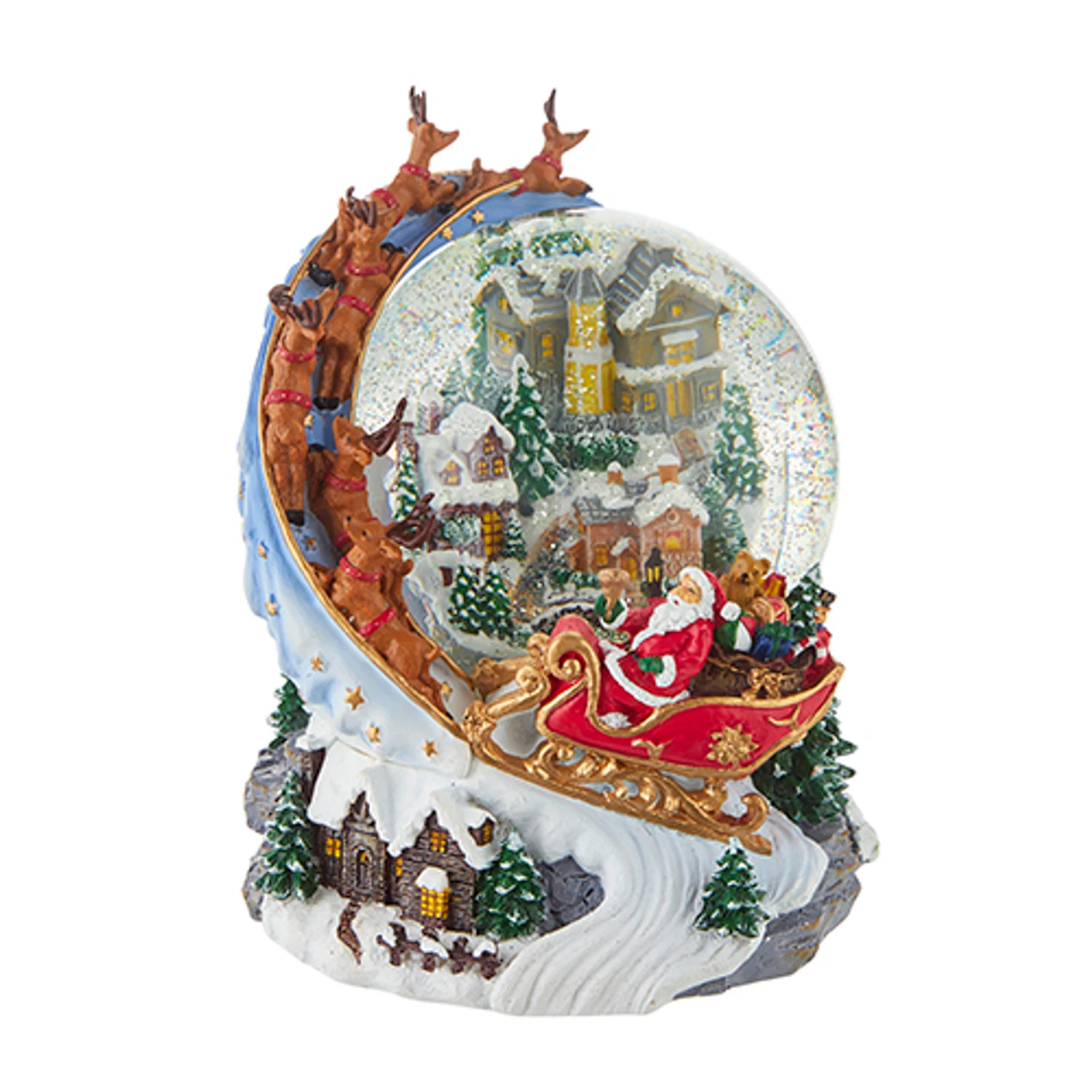 Raz 7.5" Santa And Sleigh Lighted Swirling Glitter Water Globe Christmas Snow Globe 4200758 2 Raz 7.5" Santa And Sleigh Lighted Swirling Glitter Water Globe Christmas Snow Globe 4200758 - Image 2