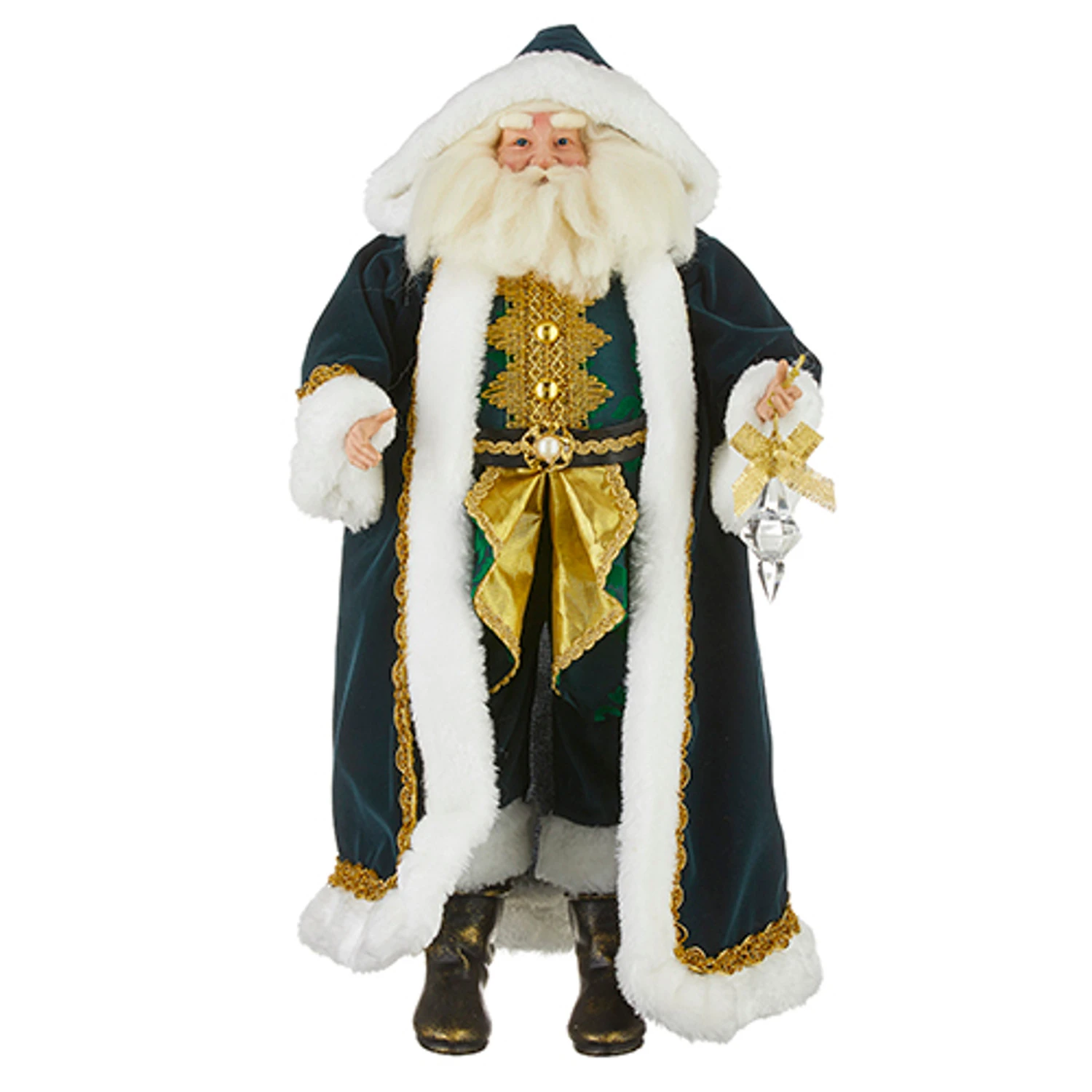 Raz 24.25" Evergreen And Gold Santa Figure Christmas Decoration 4202398 2 Raz 24.25" Evergreen And Gold Santa Figure Christmas Decoration 4202398 - Image 2
