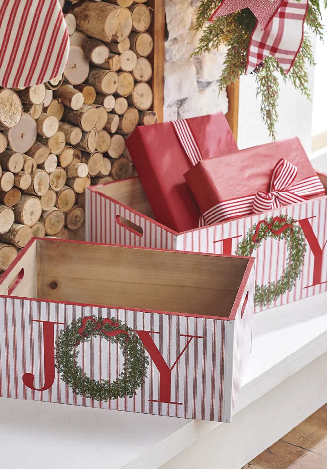 Raz Set Of 2 17.75" Joy Crates Christmas Decorations 4212313 1 Raz Set Of 2 17.75" Joy Crates Christmas Decorations 4212313