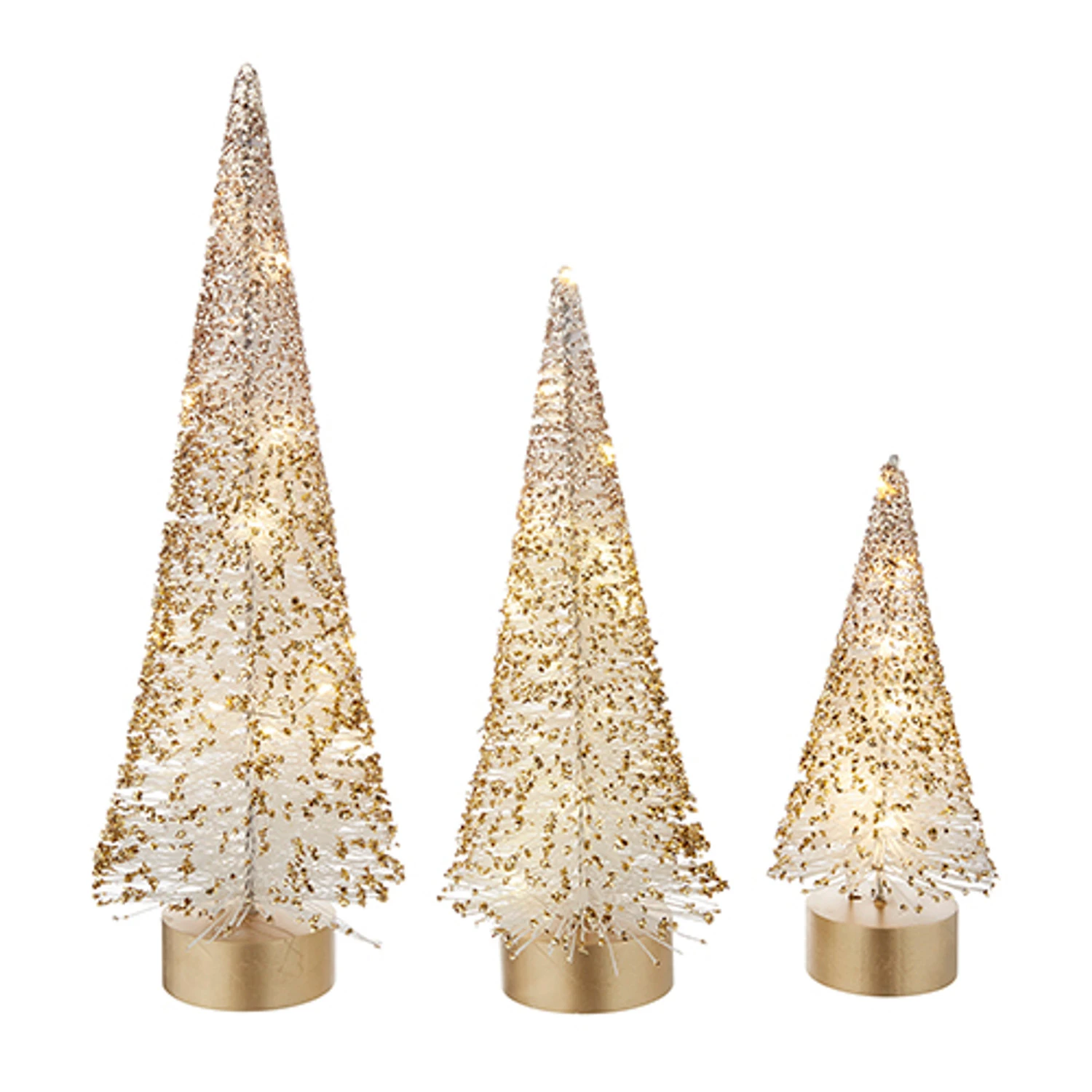 Raz Set Of 3 Lighted White Bottle Brush Trees With Gold Glitter 4215506 2 Raz Set Of 3 Lighted White Bottle Brush Trees With Gold Glitter 4215506 - Image 2