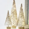 Raz Set Of 3 Lighted White Bottle Brush Trees With Gold Glitter 4215506