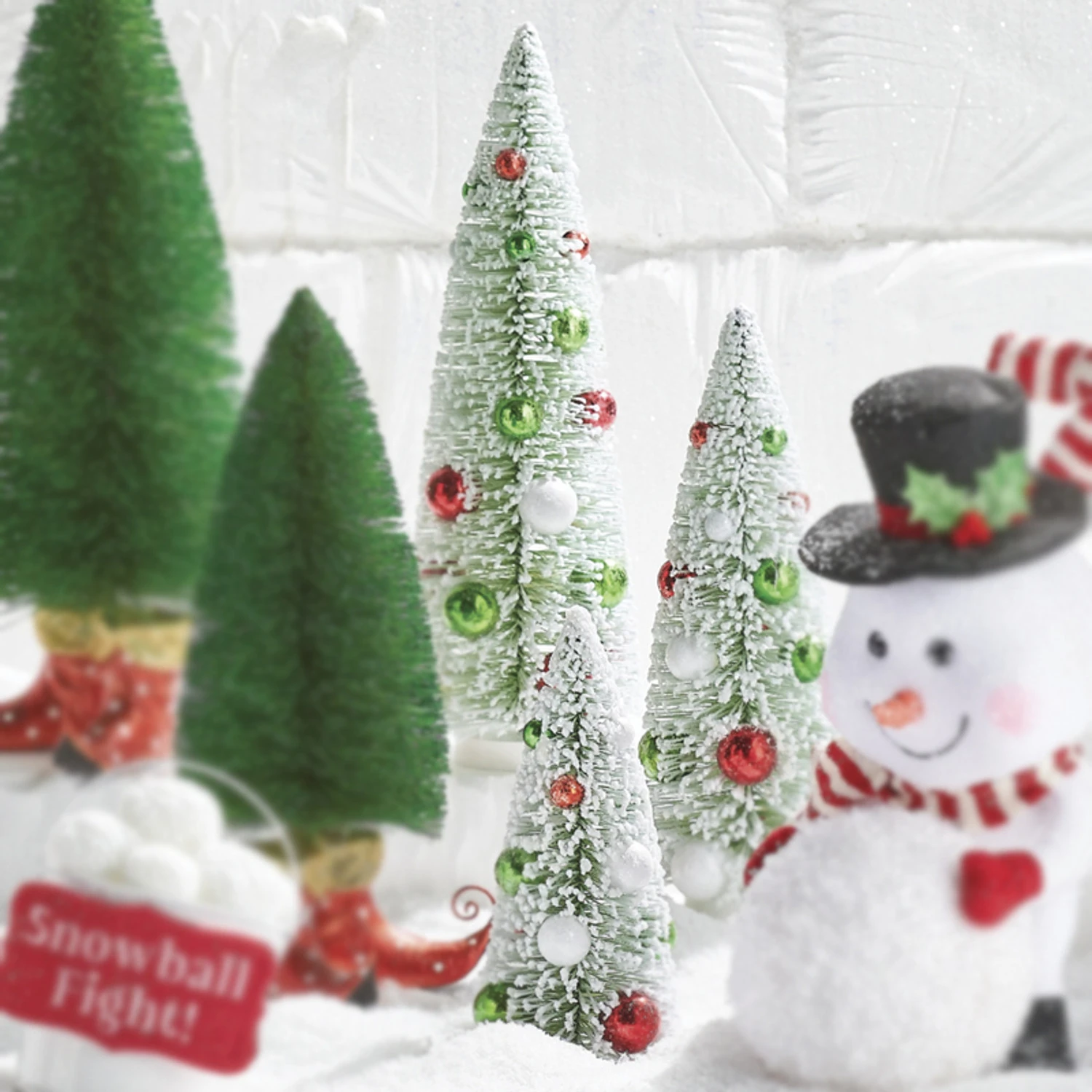 Raz Set Of 3 Frosted Bottle Brush Trees With Ornaments Christmas Decoration 4215566 1 Raz Set Of 3 Frosted Bottle Brush Trees With Ornaments Christmas Decoration 4215566