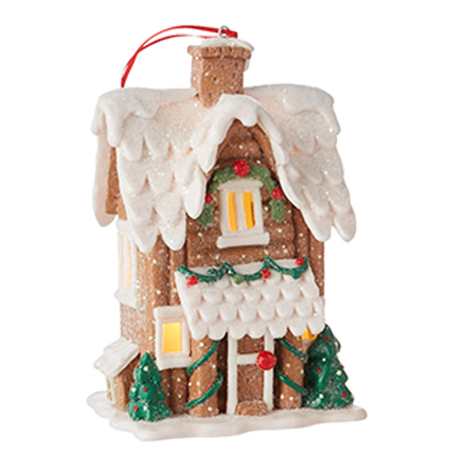 Raz 6.5" Lighted Gingerbread Pretzel House Christmas Ornament 4216269 3 Raz 6.5" Lighted Gingerbread Pretzel House Christmas Ornament 4216269 - Image 3