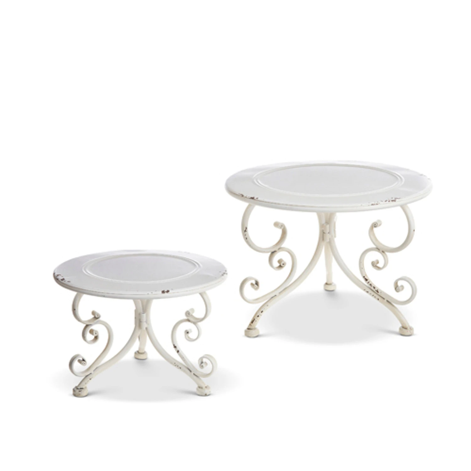 Raz Set Of 2 White Distressed Metal Risers Stands 4228915 2 Raz Set Of 2 White Distressed Metal Risers Stands 4228915 - Image 2