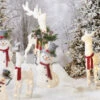Raz White Flocked Tinsel Lighted Deer Indoor Outdoor Christmas Decoration