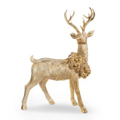 Raz Gold Laying Or Standing Deer With Wreath Christmas Decoration -Christmas Decoration Sale 4301635 70329.1681229741