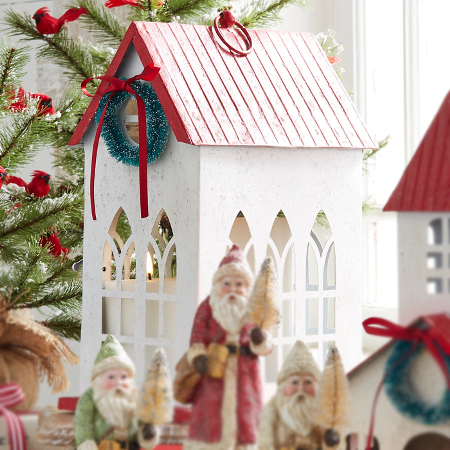 Raz 13.5" Red Roof House Christmas Decoration 4312336 1 Raz 13.5" Red Roof House Christmas Decoration 4312336