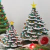 Raz 8" Or 13" Battery Operated LightedVintage Ceramic Christmas Tree With Snow Tips