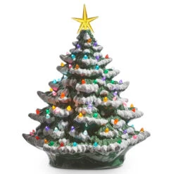 Raz 8" Or 13" Battery Operated LightedVintage Ceramic Christmas Tree With Snow Tips 5 Raz 8" Or 13" Battery Operated LightedVintage Ceramic Christmas Tree With Snow Tips -Christmas Decoration Sale 4319101 92188.1690757948