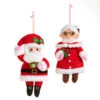 Raz 7.5" Set Of 2 Santa And Mrs. Claus Felt Christmas Ornaments 4320055