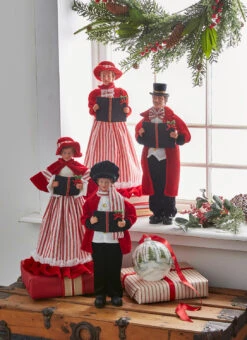 Raz 17.75" Red, White, And Black Carolers Family Christmas Decoration 4322101