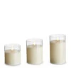 Uyuni 3.5" X 4",5", Or 6" Moving Flame Clear Glass Ivory Pillar Battery Candle