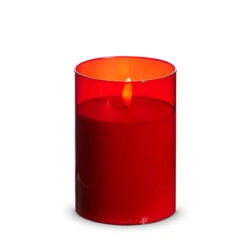 Uyuni Moving Flame Red Glass Ivory Pillar Battery Candle -Christmas Decoration Sale 4324045 13421.1692019133
