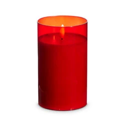 Uyuni Moving Flame Red Glass Ivory Pillar Battery Candle -Christmas Decoration Sale 4324046 39970.1692019137