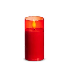 Uyuni Moving Flame Red Glass Ivory Pillar Battery Candle -Christmas Decoration Sale 4324047 71450.1692019148