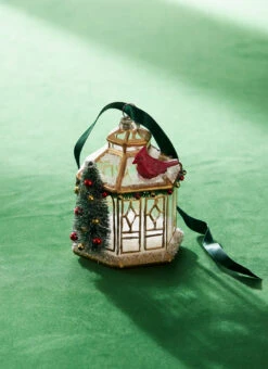Raz 3.75" Gold Pagoda With Cardinal Glass Christmas Ornament 4324584