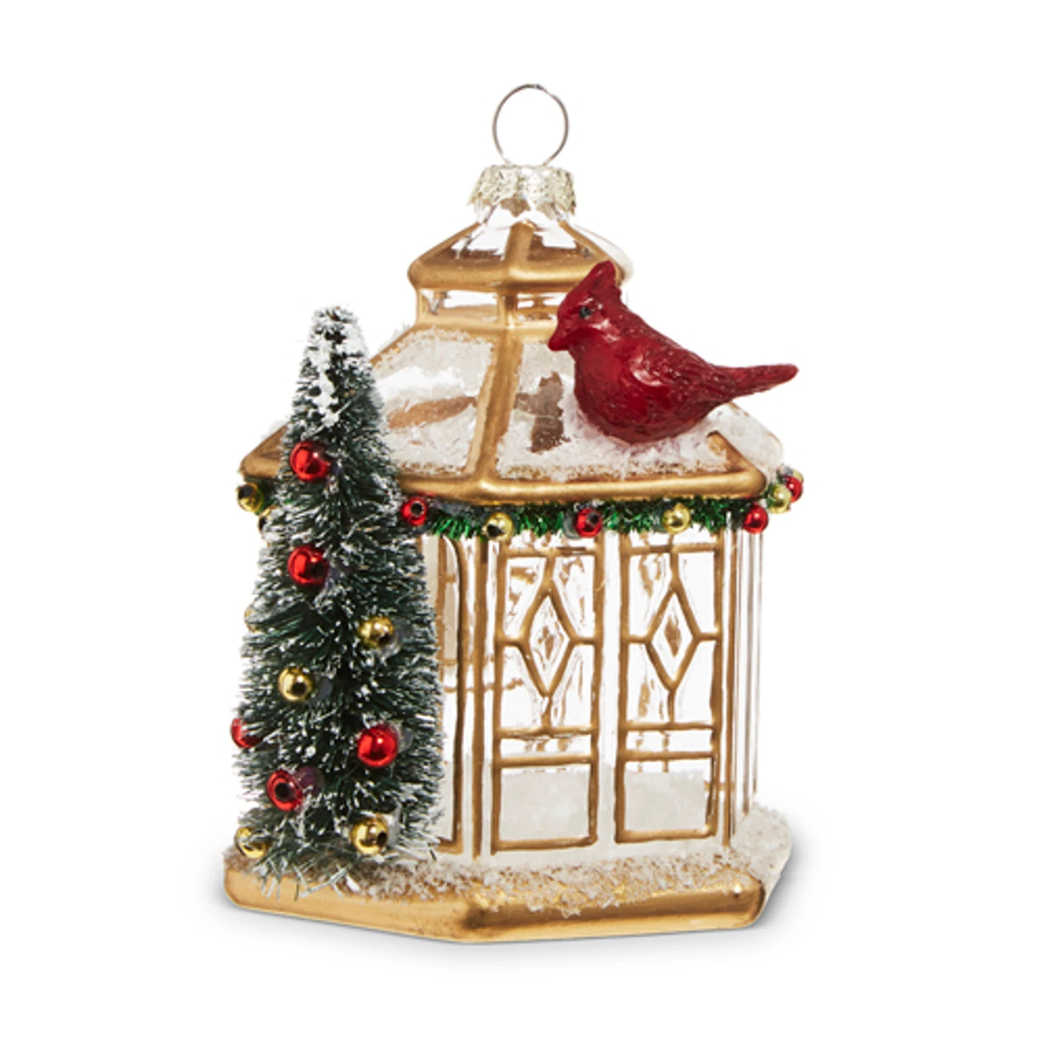 Raz 3.75" Gold Pagoda With Cardinal Glass Christmas Ornament 4324584 2 Raz 3.75" Gold Pagoda With Cardinal Glass Christmas Ornament 4324584 - Image 2