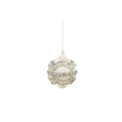 Raz 4" Silver Or Ivory Jewel And Wrapped Thread Ball Christmas Ornament 4327325 -Christmas Decoration Sale 4327325b 40051.1685026686