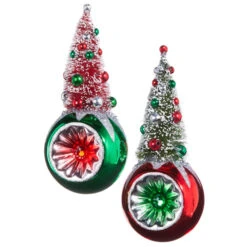 Raz 7.25" Bottle Brush Tree Reflector Glass Christmas Ornament 4352870