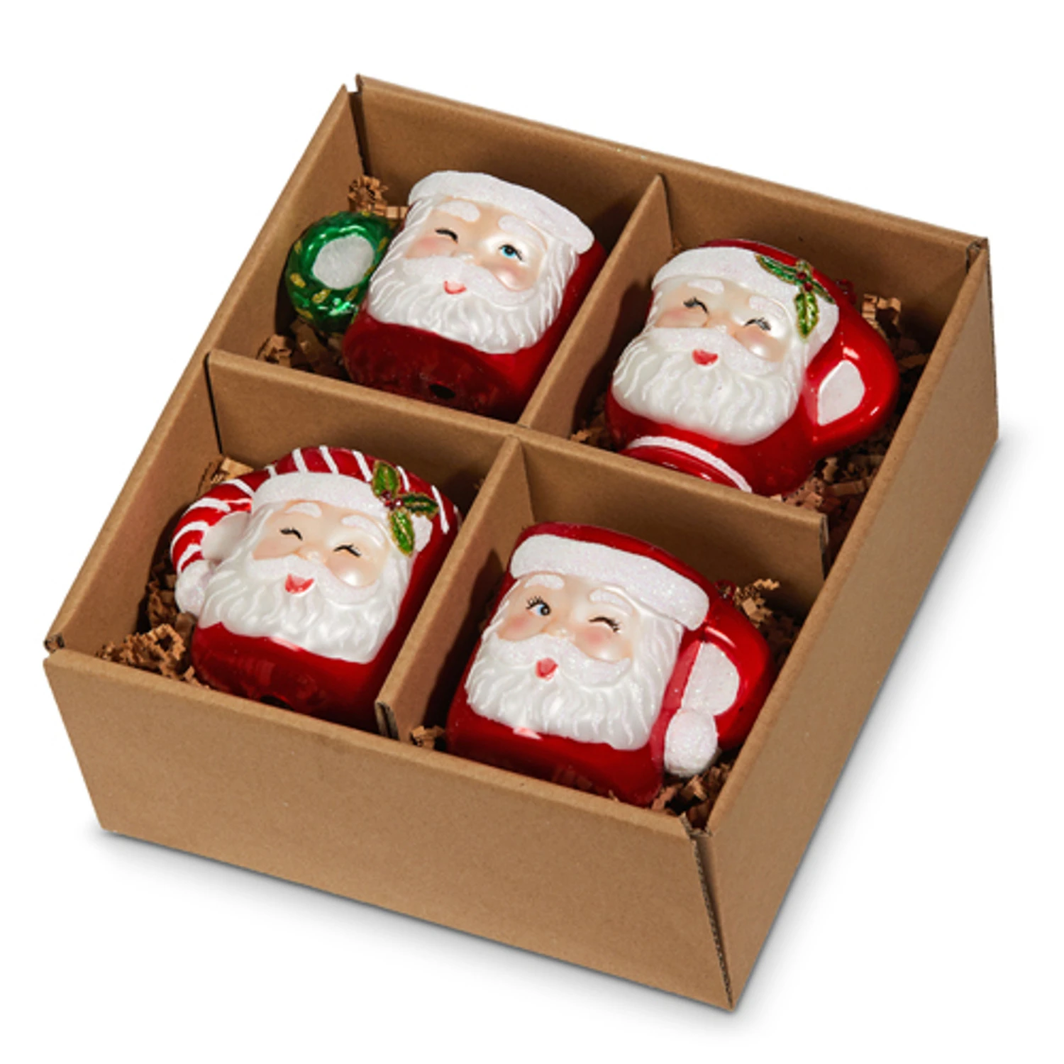 Raz Set Of 4 Boxed Santa Mug Glass Christmas Ornament 4352887 1 Raz Set Of 4 Boxed Santa Mug Glass Christmas Ornament 4352887