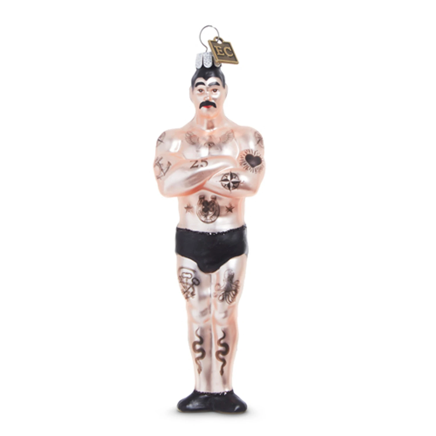 Raz Eric Cortina 4" Tattooed Man Glass Christmas Ornament 4353140 2 Raz Eric Cortina 4" Tattooed Man Glass Christmas Ornament 4353140 - Image 2