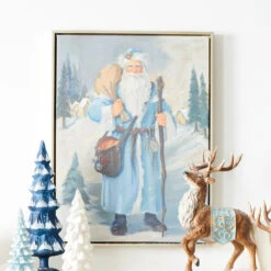 Raz 23.5" Old World Santa Textured Framed Wall Art Christmas Decoration 4357354