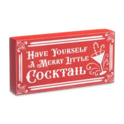 Raz Red High Shine Block Christmas Cocktail Sign -Christmas Decoration Sale 4359005 97500.1685648389