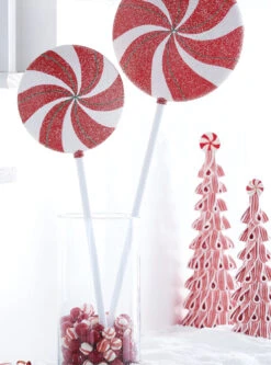 Raz 24" Or 30" Peppermint Lollipop Stem Christmas Tree Pick