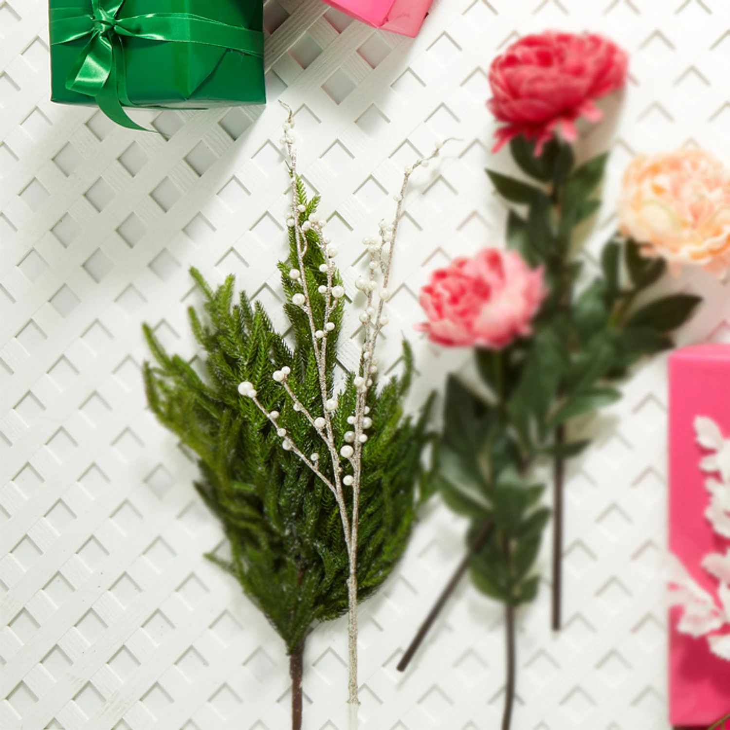 Raz 35" Glittered Pearl Branch Christmas Tree Pick F4217554 1 Raz 35" Glittered Pearl Branch Christmas Tree Pick F4217554