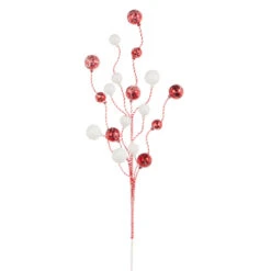Raz 34" Striped Red And White Glittered Ball Christmas Tree Spray F4306778