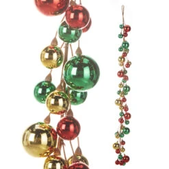 Raz 4' Red, Green, And Gold Ball Garland G4316250