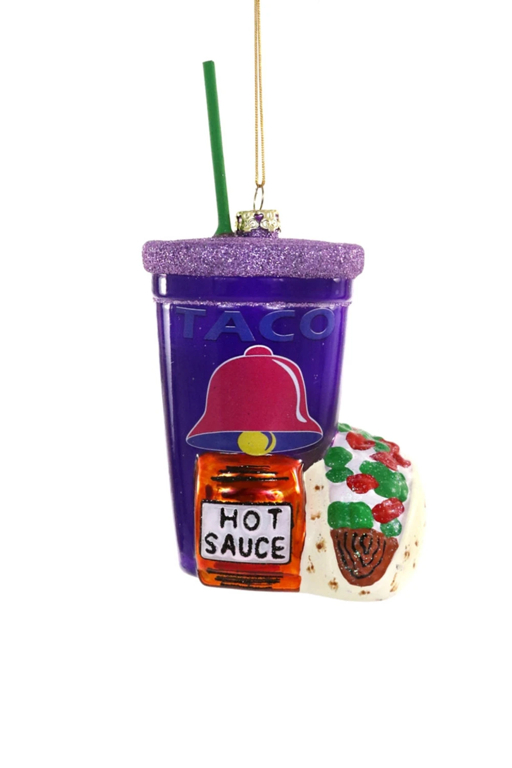 Cody Foster 5.75" Fast Food Taco Glass Christmas Ornament GO-9101 2 Cody Foster 5.75" Fast Food Taco Glass Christmas Ornament GO-9101 - Image 2