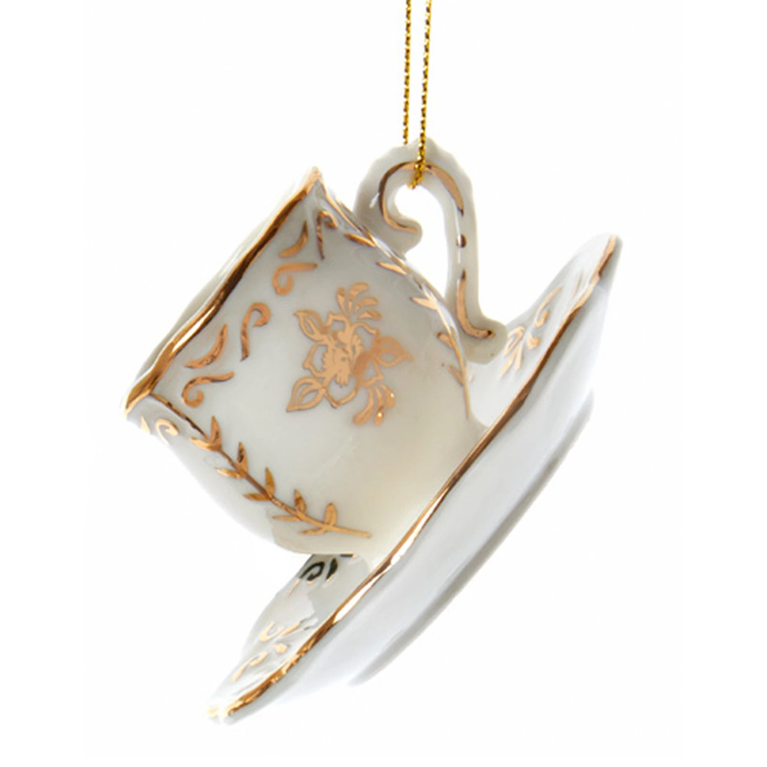 Kurt Adler 3" White And Gold Teacup Porcelain Christmas Ornament J7487 3 Kurt Adler 3" White And Gold Teacup Porcelain Christmas Ornament J7487 - Image 3