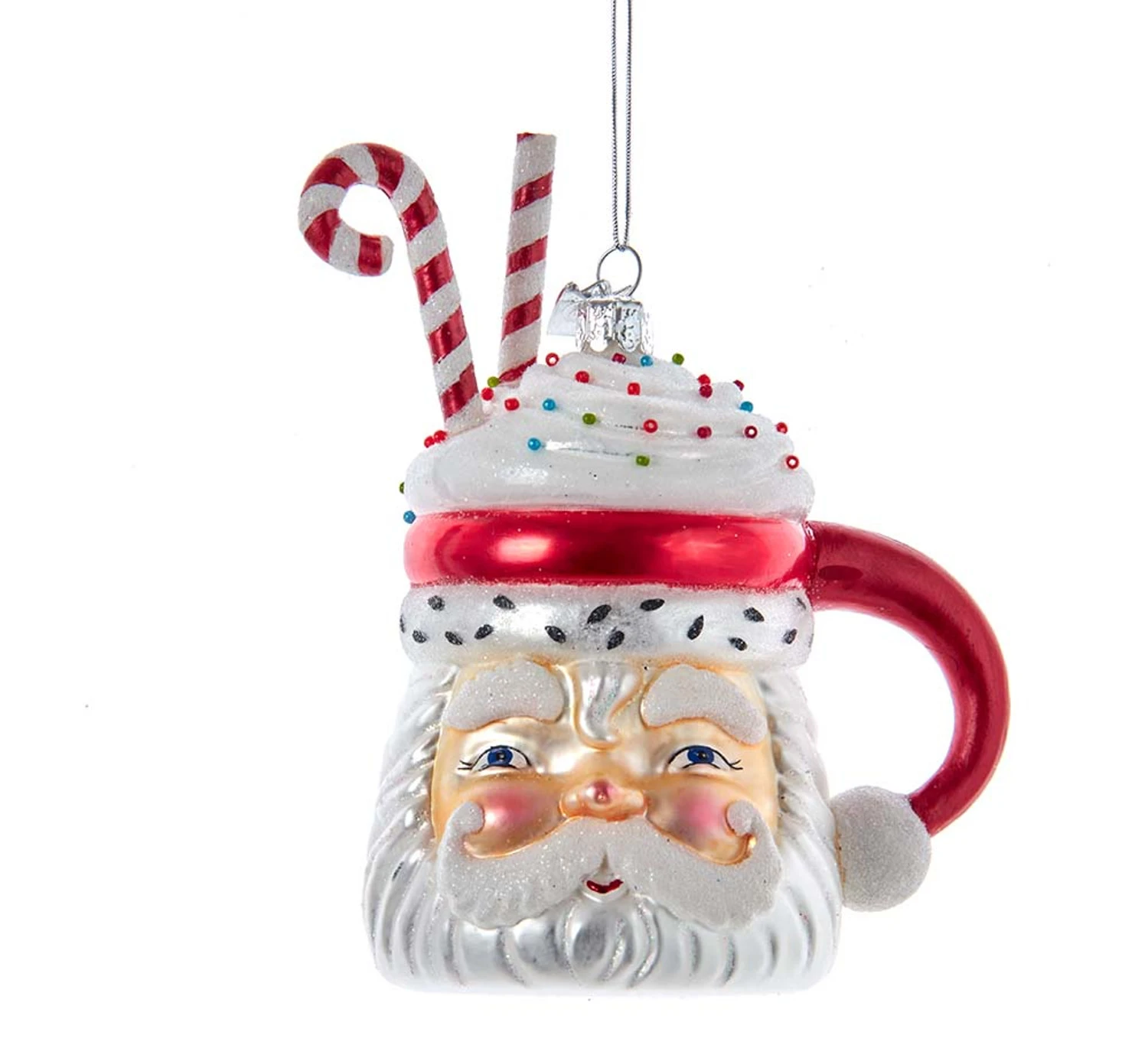 Kurt Adler 5" Noble Gems Santa Cocoa Mug Glass Christmas Ornament NBX0079 1 Kurt Adler 5" Noble Gems Santa Cocoa Mug Glass Christmas Ornament NBX0079