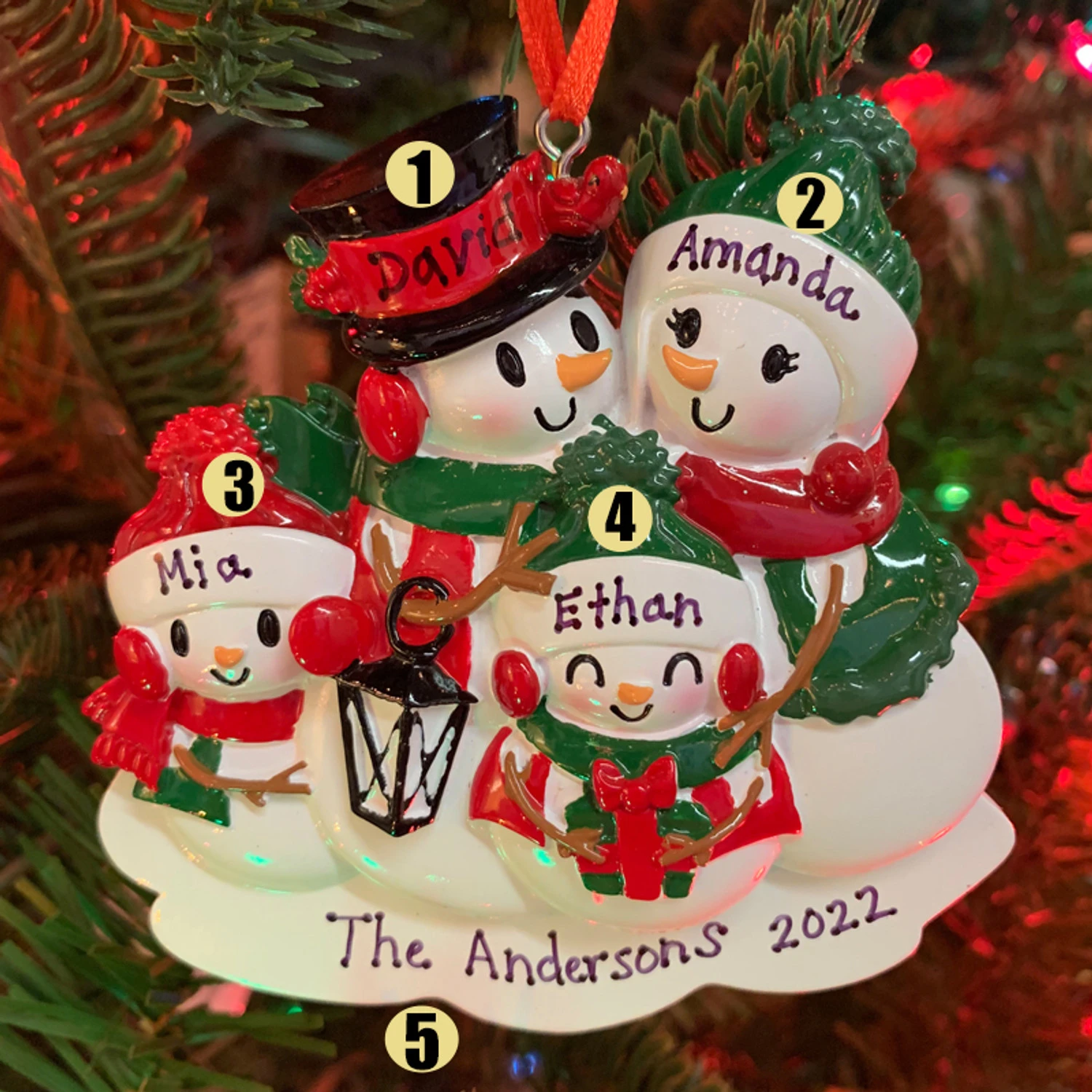 Snowman Family Of 4 Personalized Christmas Ornament OR2255-4 1 Snowman Family Of 4 Personalized Christmas Ornament OR2255-4