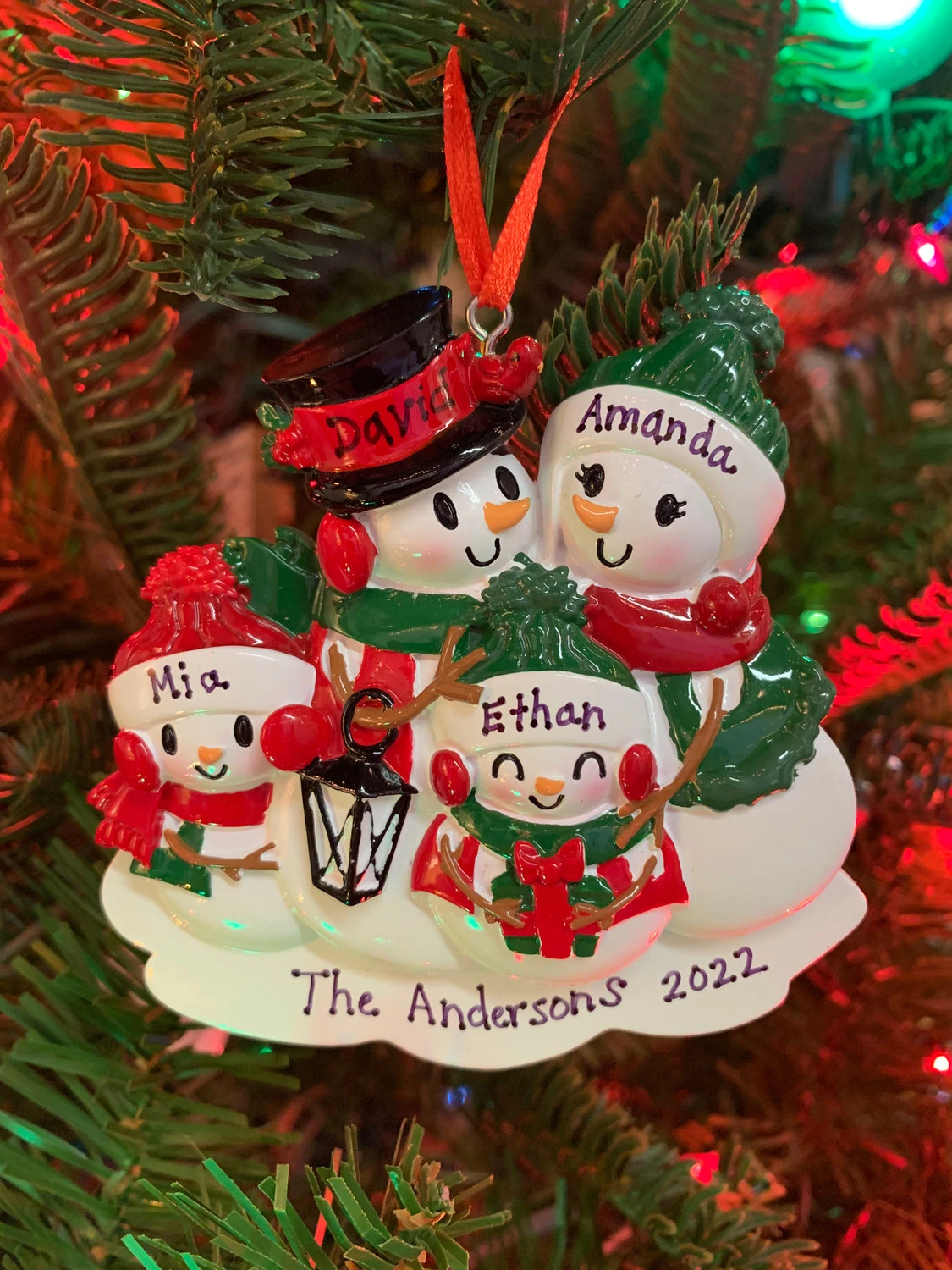 Snowman Family Of 4 Personalized Christmas Ornament OR2255-4 2 Snowman Family Of 4 Personalized Christmas Ornament OR2255-4 - Image 2