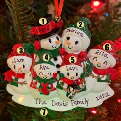 Snowman Family Of 6 Personalized Christmas Ornament OR2255-6