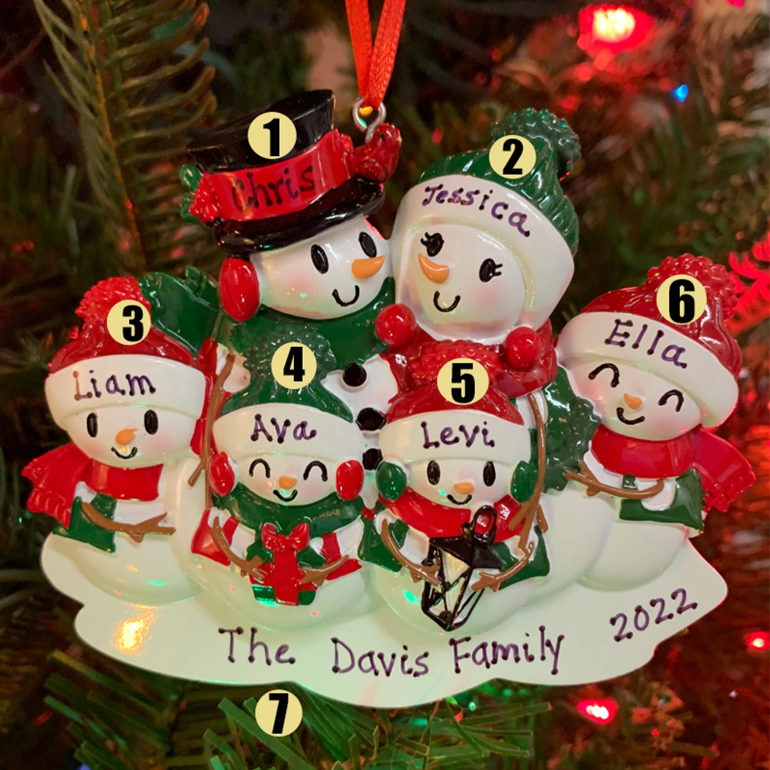 Snowman Family Of 6 Personalized Christmas Ornament OR2255-6 1 Snowman Family Of 6 Personalized Christmas Ornament OR2255-6