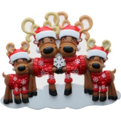 Reindeer Family Of 4 Personalized Christmas Ornament OR2256-4 -Christmas Decoration Sale OR2256 4 47340.1654004010
