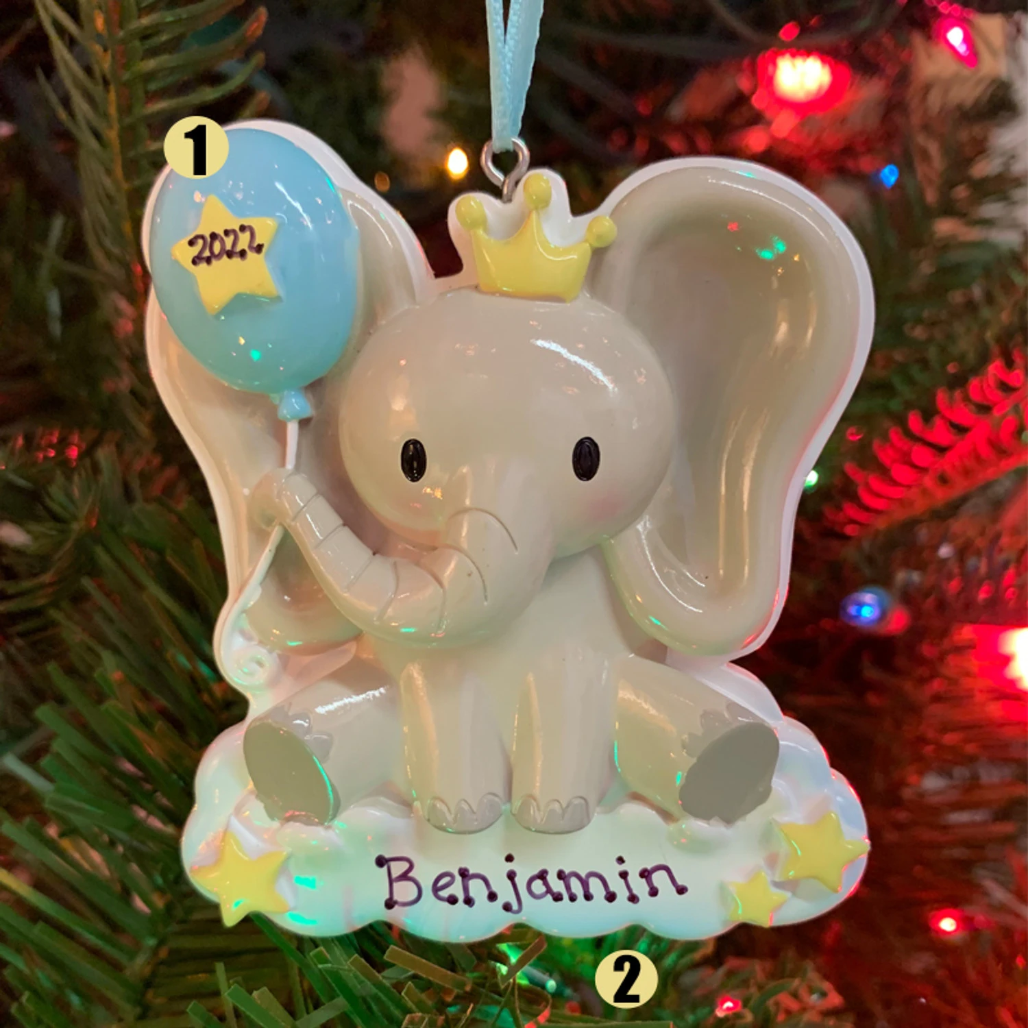 Boy Baby Elephant Personalized Christmas Ornament OR2361-M 1 Boy Baby Elephant Personalized Christmas Ornament OR2361-M