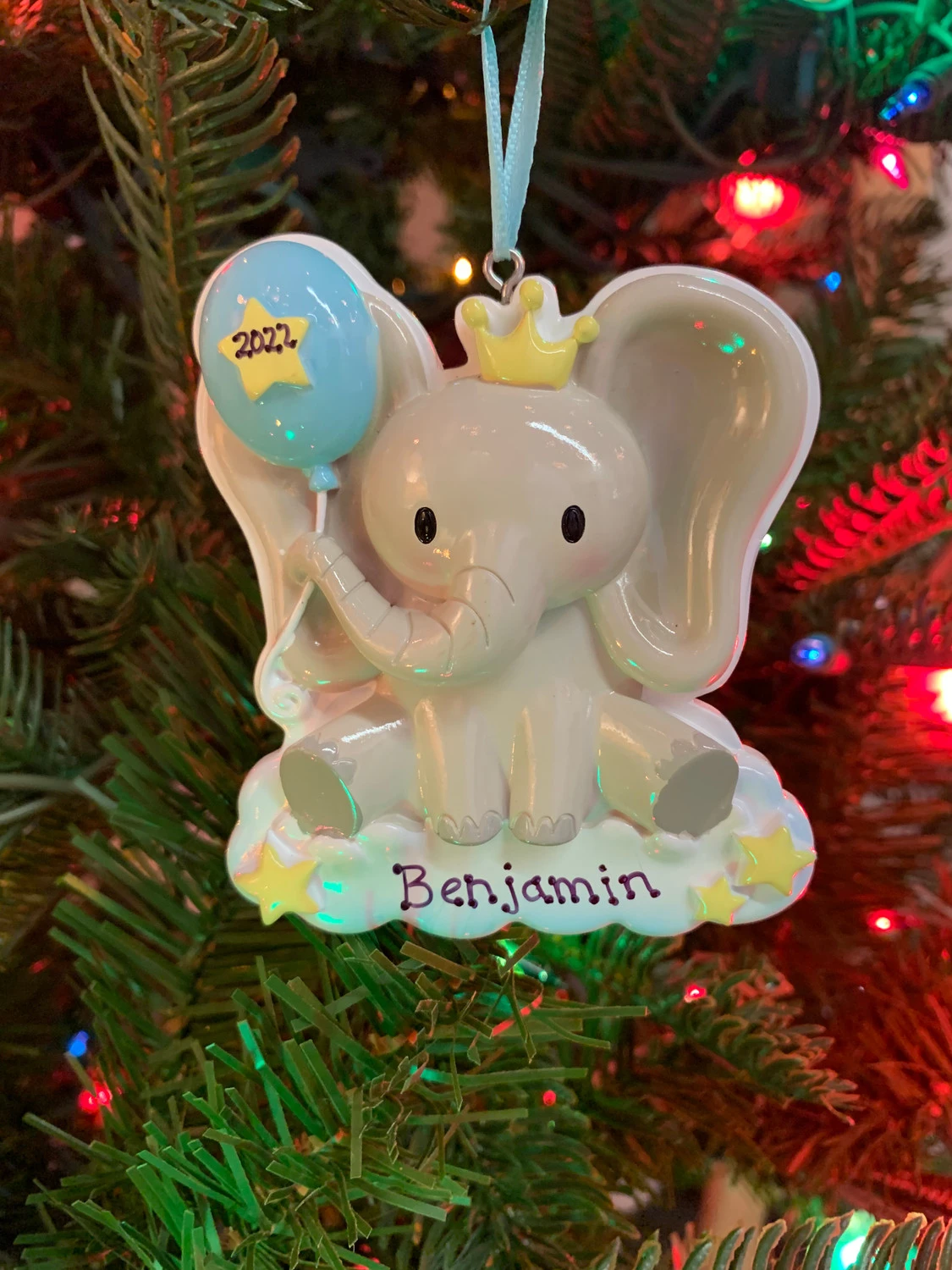 Boy Baby Elephant Personalized Christmas Ornament OR2361-M 2 Boy Baby Elephant Personalized Christmas Ornament OR2361-M - Image 2