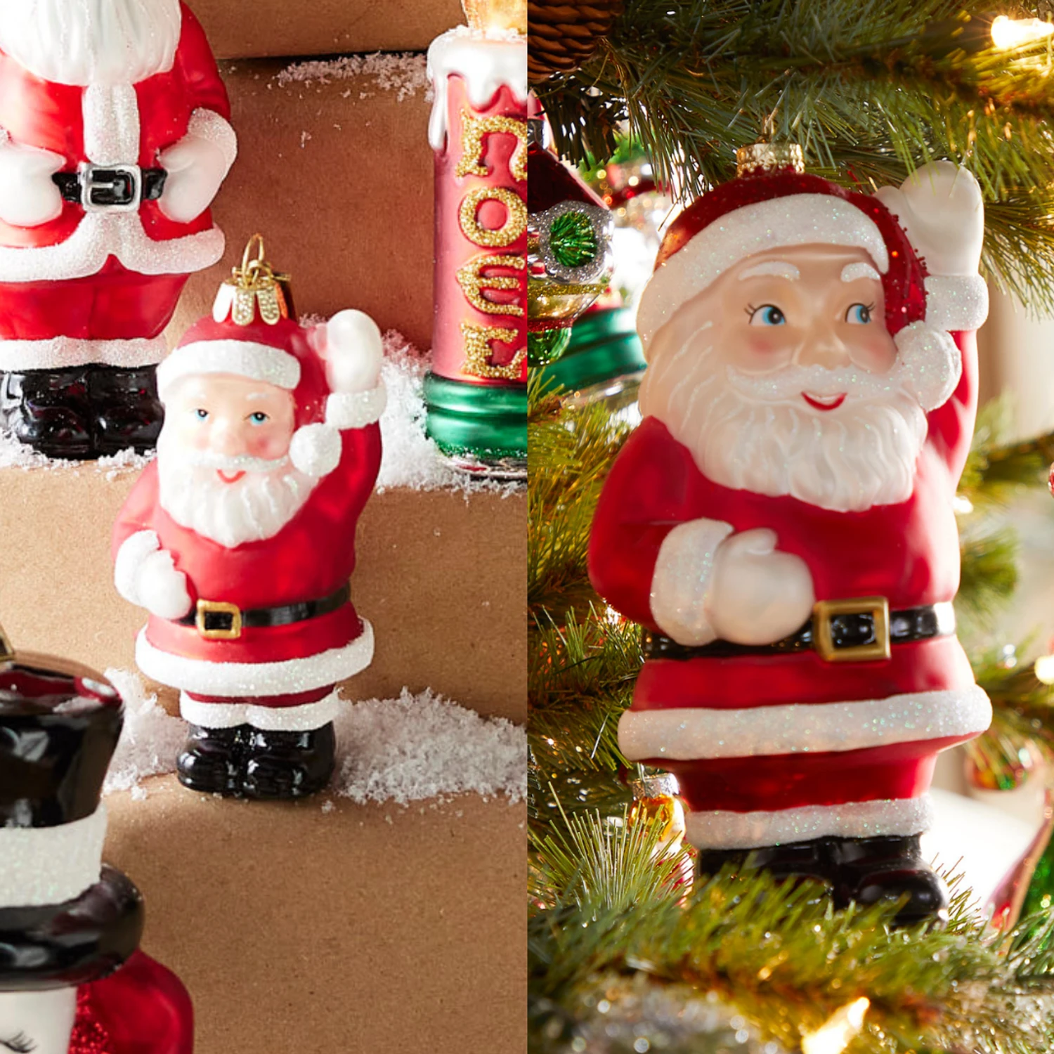 Raz Eric Cortina 3.5" Or 8" Waving Santa Blow Mold Glass Christmas Ornament 1 Raz Eric Cortina 3.5" Or 8" Waving Santa Blow Mold Glass Christmas Ornament