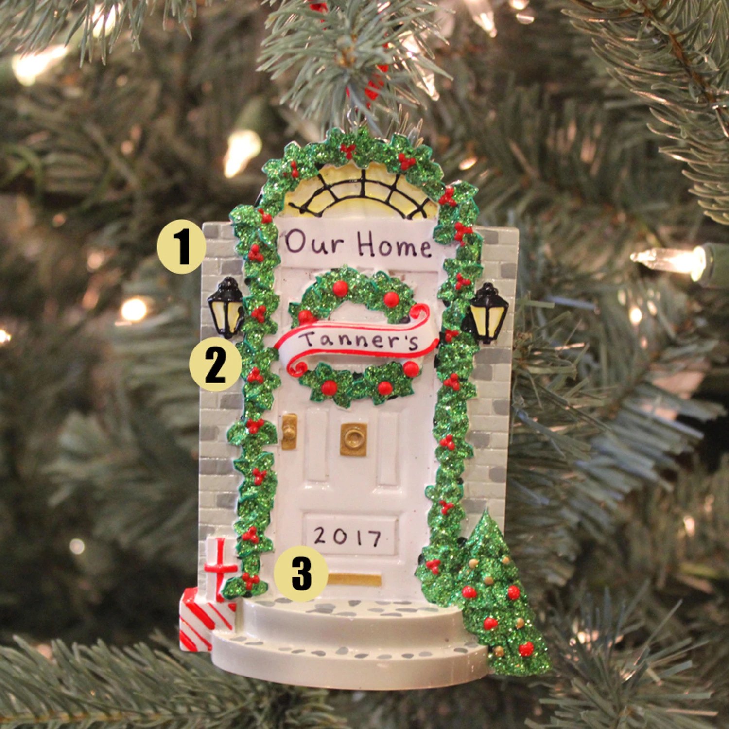 Front Door With Steps Personalized Christmas Ornament 1 Front Door With Steps Personalized Christmas Ornament