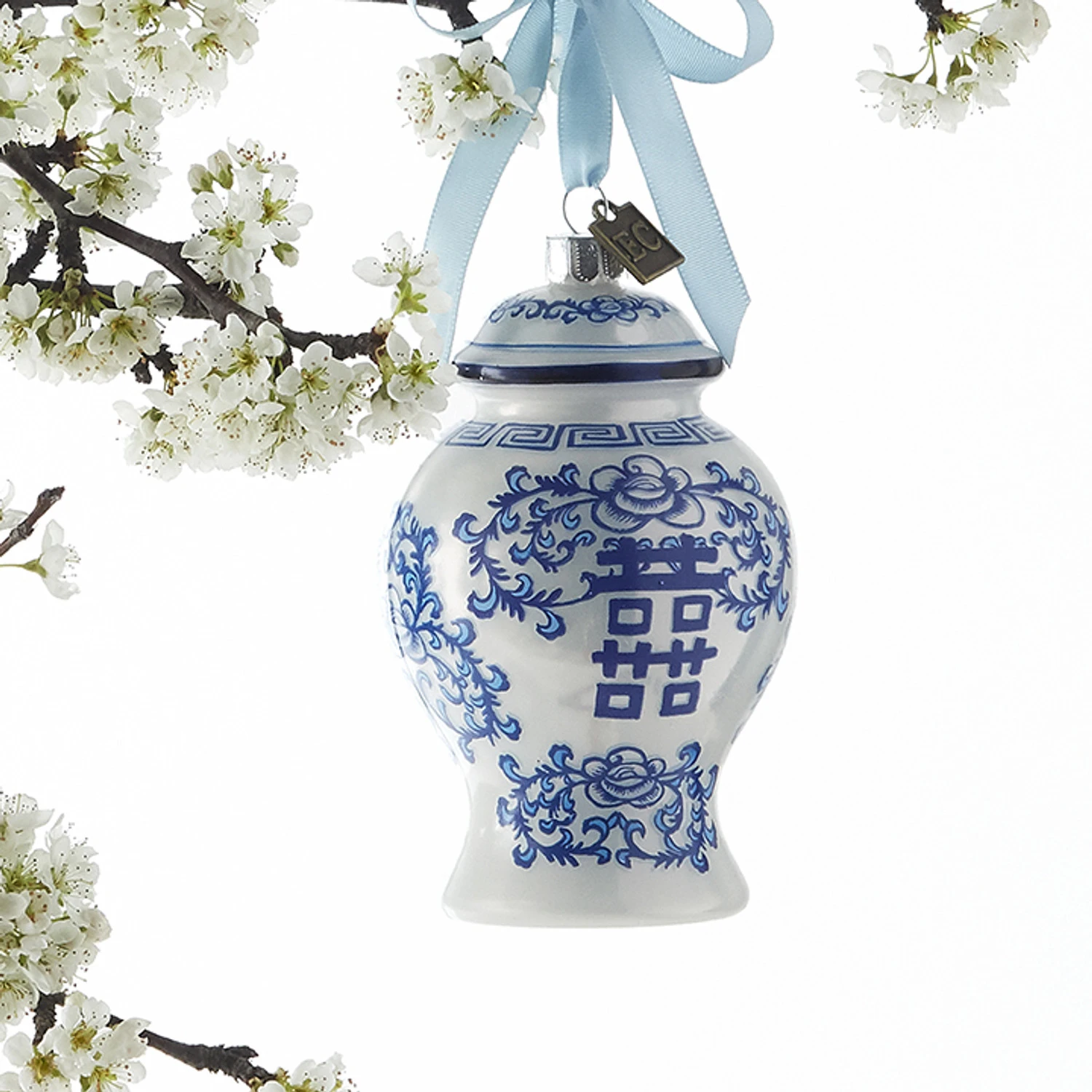 Raz Eric Cortina 4" Delft Ginger Jar Glass Christmas Ornament 3953034 1 Raz Eric Cortina 4" Delft Ginger Jar Glass Christmas Ornament 3953034