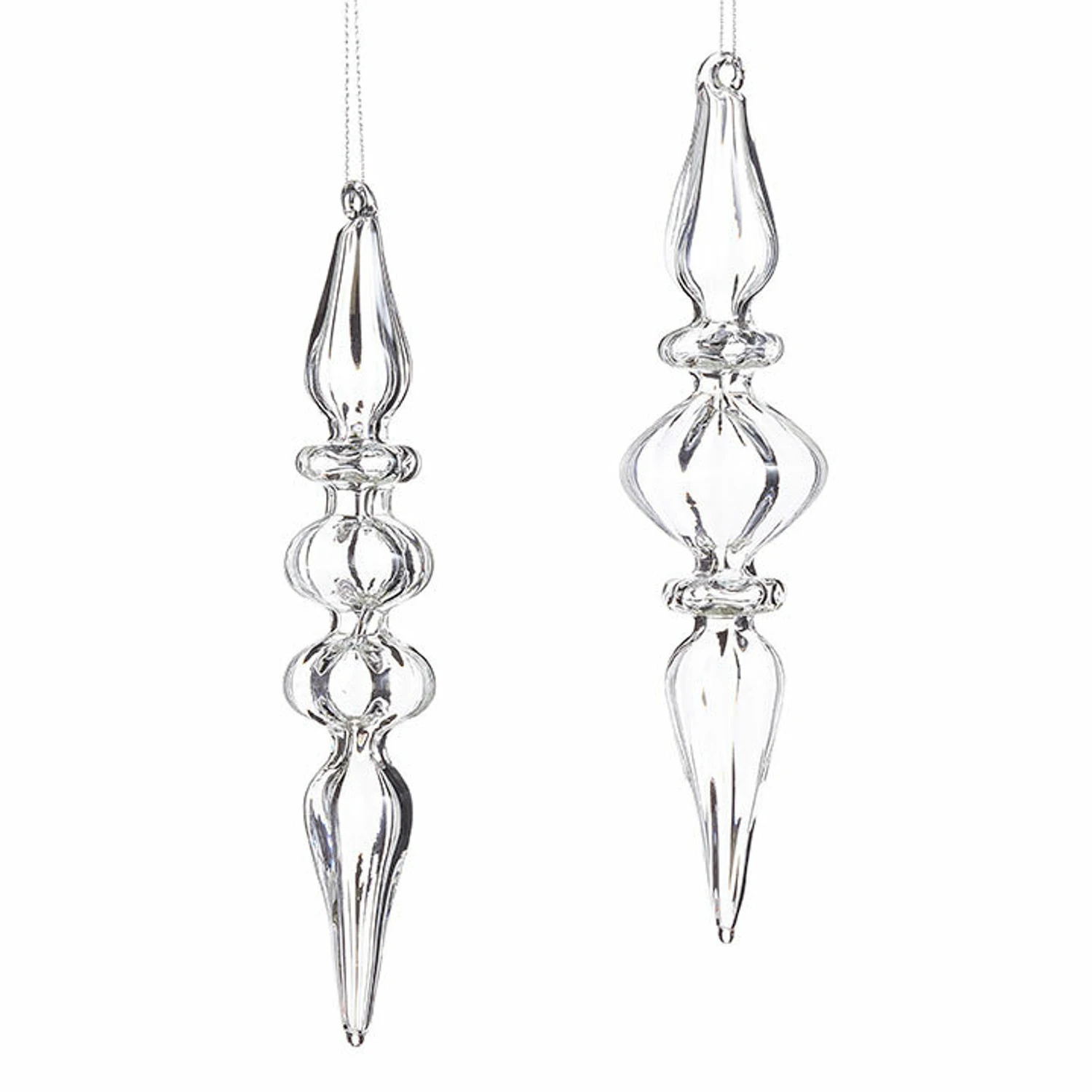 Raz 8" Clear Glass Finial Christmas Ornament 4022819 2 Raz 8" Clear Glass Finial Christmas Ornament 4022819 - Image 2