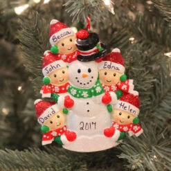 Personalized Christmas Ornament Family Of 5 Building A Snowman OR1367-5 -Christmas Decoration Sale api3u3tvz 36229.1646091888