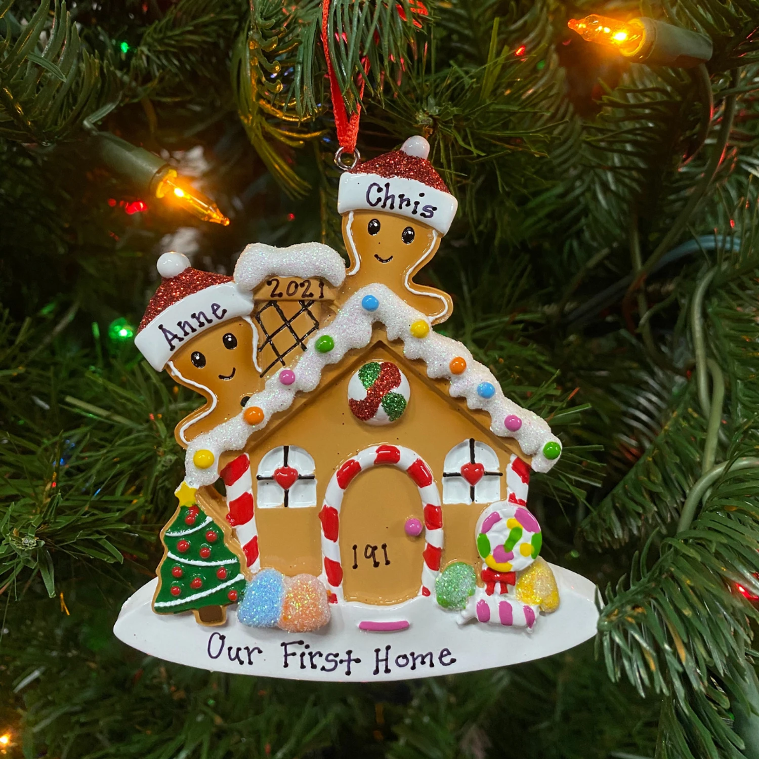 Gingerbread House Couple Personalized Christmas Ornament OR1872-2 2 Gingerbread House Couple Personalized Christmas Ornament OR1872-2 - Image 2
