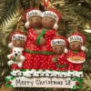 African American Pajama Family Of 5 Personalized Christmas Ornament