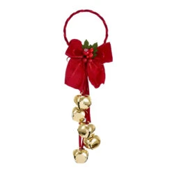 Kurt Adler 12.5" Jingle Bells With Dark Red Bow Door Hanger Christmas Ornament J8185